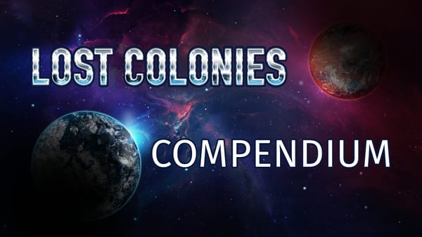 "Lost Colonies Compendium." Two planets against a starry backdrop.