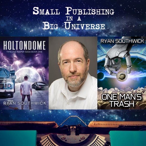 Cover images: Holtondome, One Man's Trash. Center: image of an author with a beard.